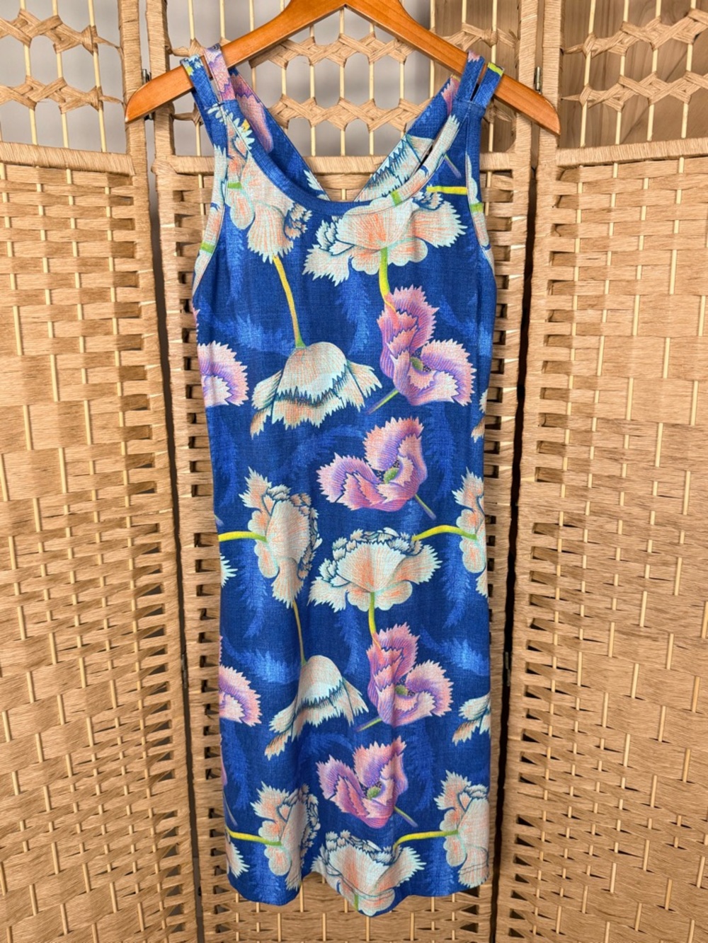 Title Nine Blue Floral Sleeveless Dress Size Medium